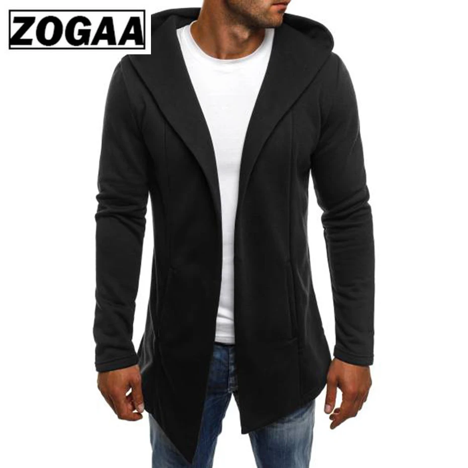 Мужская толстовка ZOGAA с капюшоном однотонная длинным рукавом на весну-осень 2019 |