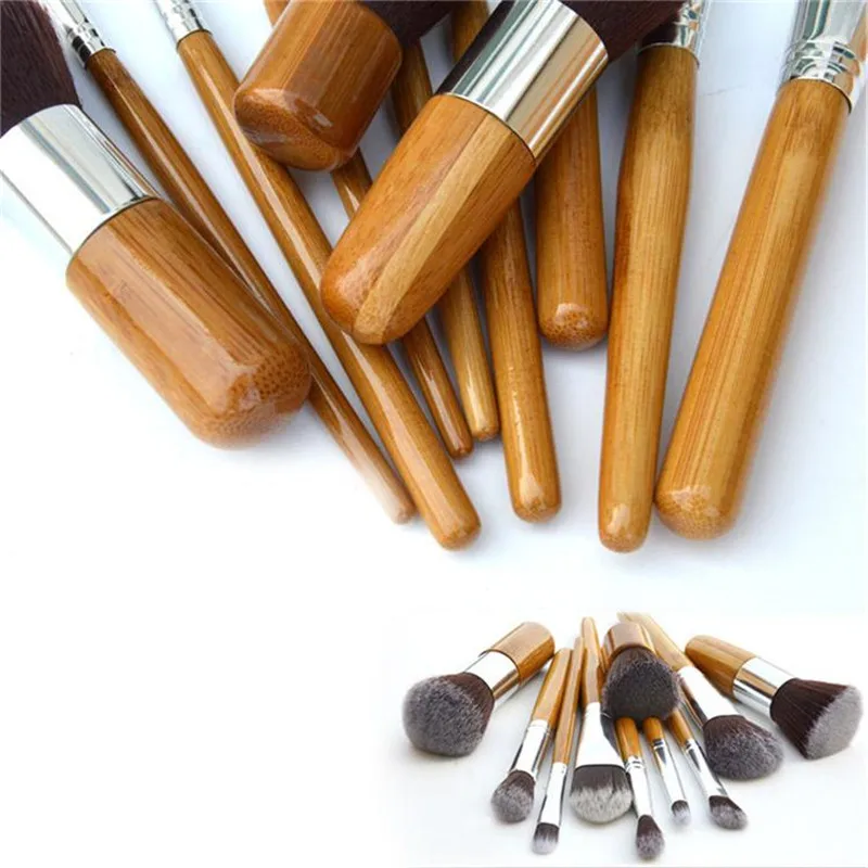 11 шт. набор кистей для макияжа Косметические Инструменты бамбуковые ручки тени