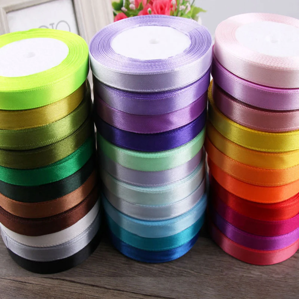 25 ярдов атласная лента 10 мм корсажные ленты DIY лук Ремесло Декор для упаковки подарков Свадебная вечеринка украшения принадлежности для скрапбукинга