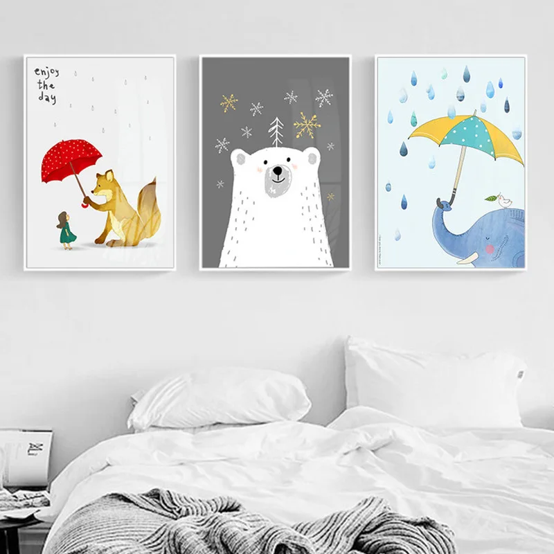 Скандинавская декорация HAOCHU плакат на холсте с изображением слона лисы и
