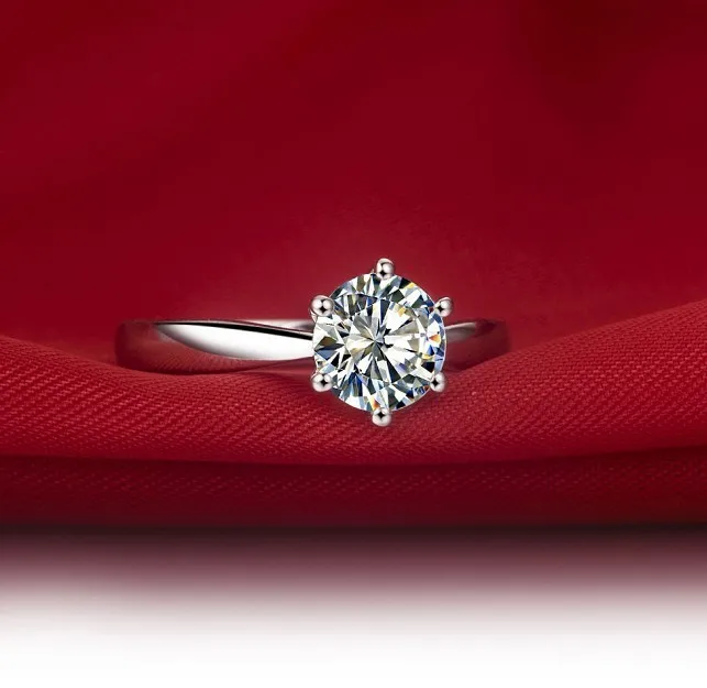 

Korea Style 0.6Ct Round Cut Engagement Ring Solid 925 Sterling Silver Diamond Ring for Women White Gold Color