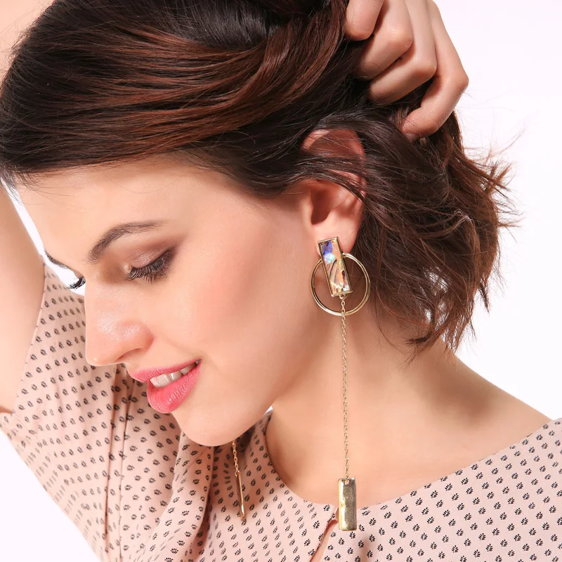 Новые модные длинные висячие серьги в стиле панк для женщин золотые