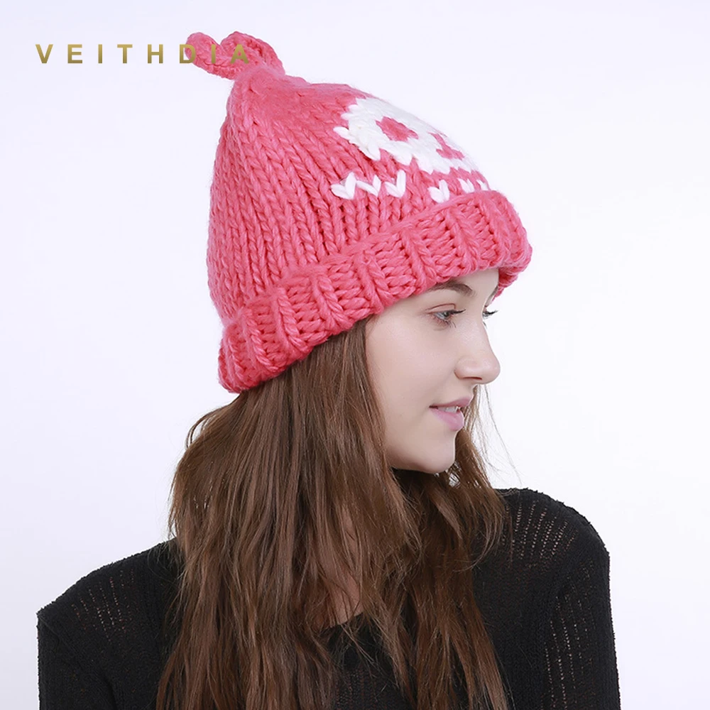 Осенне-зимняя вязаная шапка с антенной ручной работы VEITHDIA 2019 женские шапки шляпа