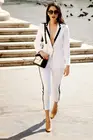 Новый женский костюм с белыми и черными брюками, деловая официальная форма, дизайнерский офисный комплект одежды, Женский вечерний наряд, Блейзер W213