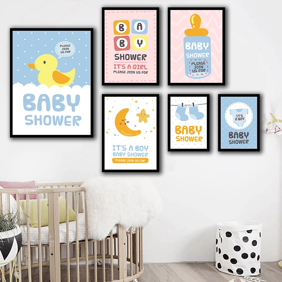 Настенный постер в скандинавском стиле с изображением утки из мультфильма Baby Shower