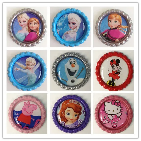 30 pcs/lot frozn бутылка шапки комикс фильмы кнопки вы выбираете цвета эльза анна кепка