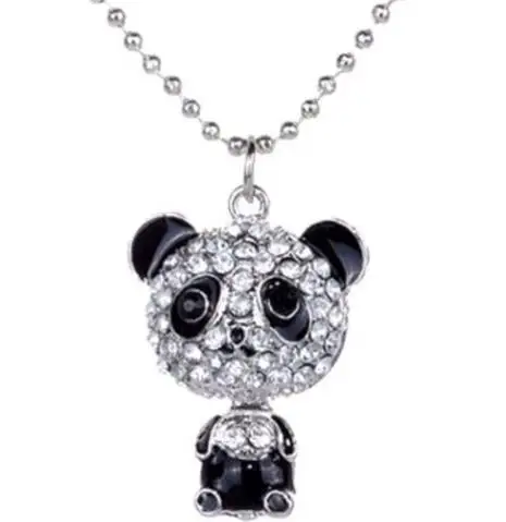 Винтажный серебряный с эмалью изображением панды С черепашками-с украшением в