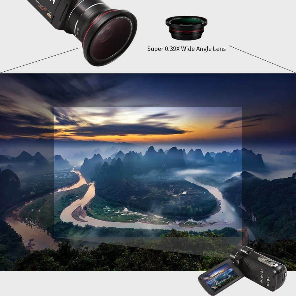 Ordro HDV Z20 Цифровая видеокамера 1080P Full HD с Wifi внешним микрофоном широкоугольный