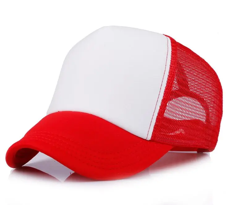 Red and white 500 шт./лот, заказной логотип, Кепка водителя грузовика, для взрослых, полиэстер, печатные шапки с логотипом, бейсболки Gorros - Цвет: Red and white