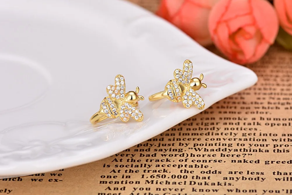 Мода букле Doreille серьга «пчела» Bijoux Циркон пчелы клип серьги для женщин ювелирные украшения, серьги Brincos девушка oorbel ZK40
