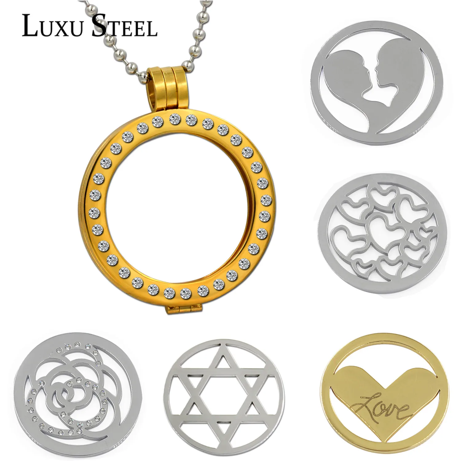 LUXUSTEEL распродажа в наличии золотой цвет плавающие медальоны из нержавеющей стали