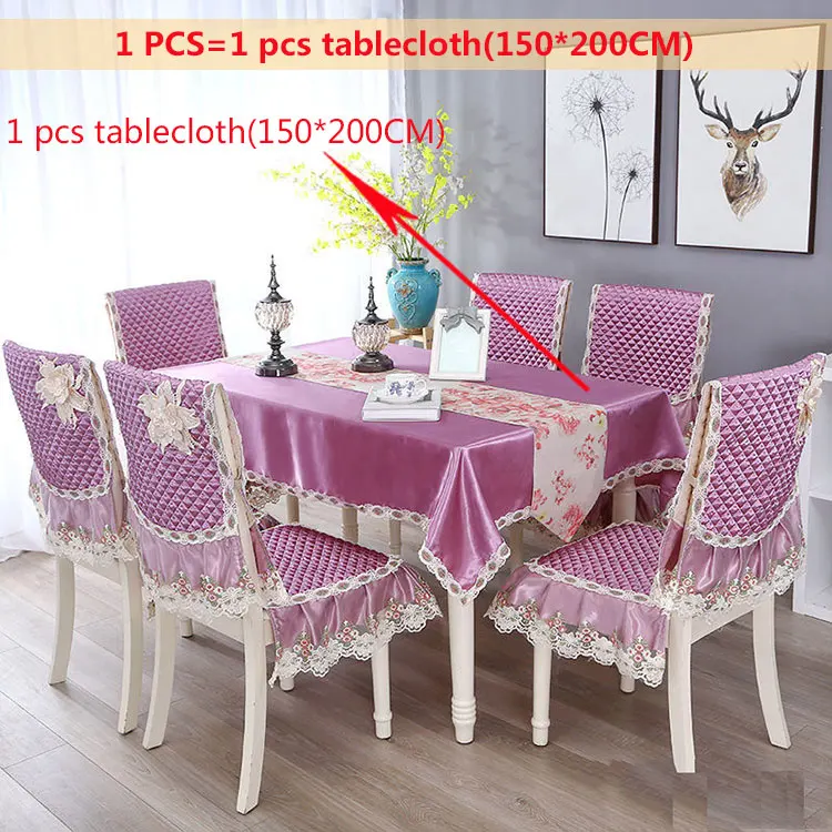 Purple1pcs-150x200cm Прямоугольная Водонепроницаемая Подушка на стул Обложка жаккард Роскошная скатерть для обеденного стола Набор Элегантное свадебное украшение винтажная скатерть - Цвет: Purple1pcs-150x200cm