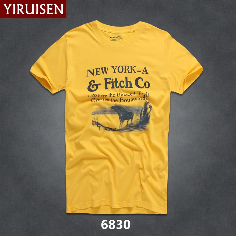 6830 YIRUISEN, брендовая одежда, принт, короткий рукав, футболка для мужчин, хлопок, модный летний топ с круглым вырезом, футболки, мужские S-XXXL - Цвет: 6830