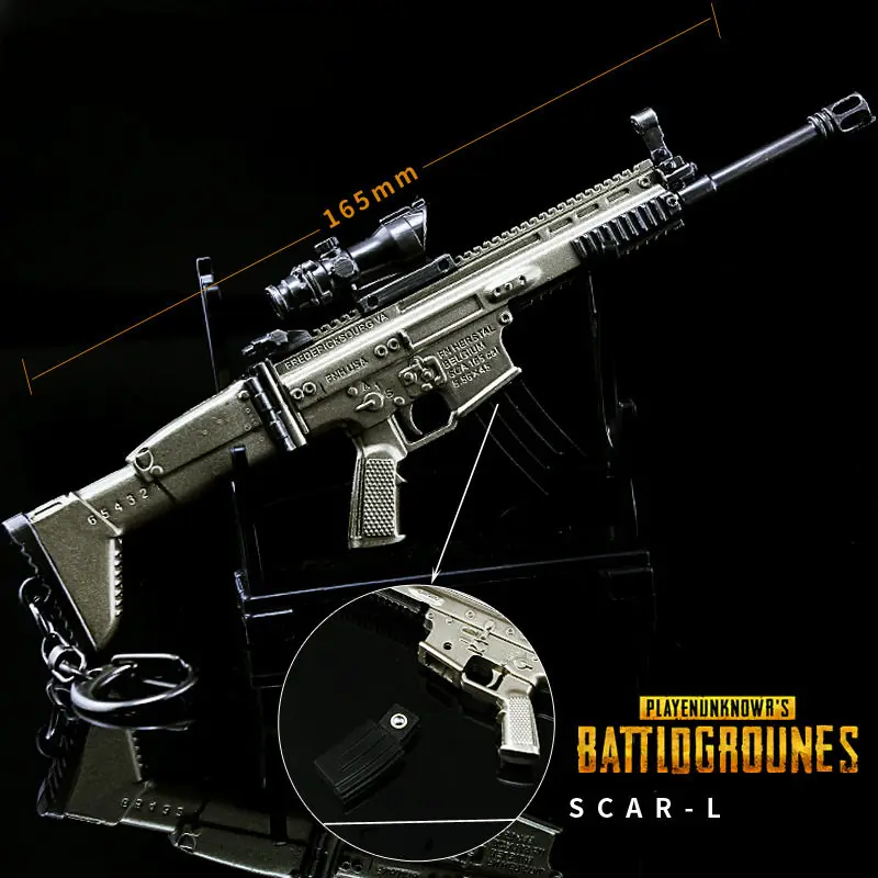 6PCS SCAR-L Игры PUBG Playerunknown's боя Косплэй реквизит 18 Стиль снайперская винтовка пистолет кожы металльный брелок подвесные игрушки 6 шт./компл - Цвет: 6PCS SCAR-L