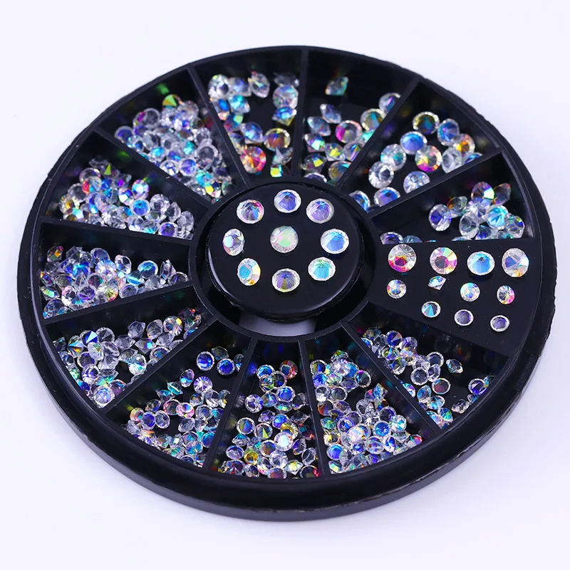 AB цветные хрустальные стразы 3D украшения для ногтей 2 мм 3 острое дно