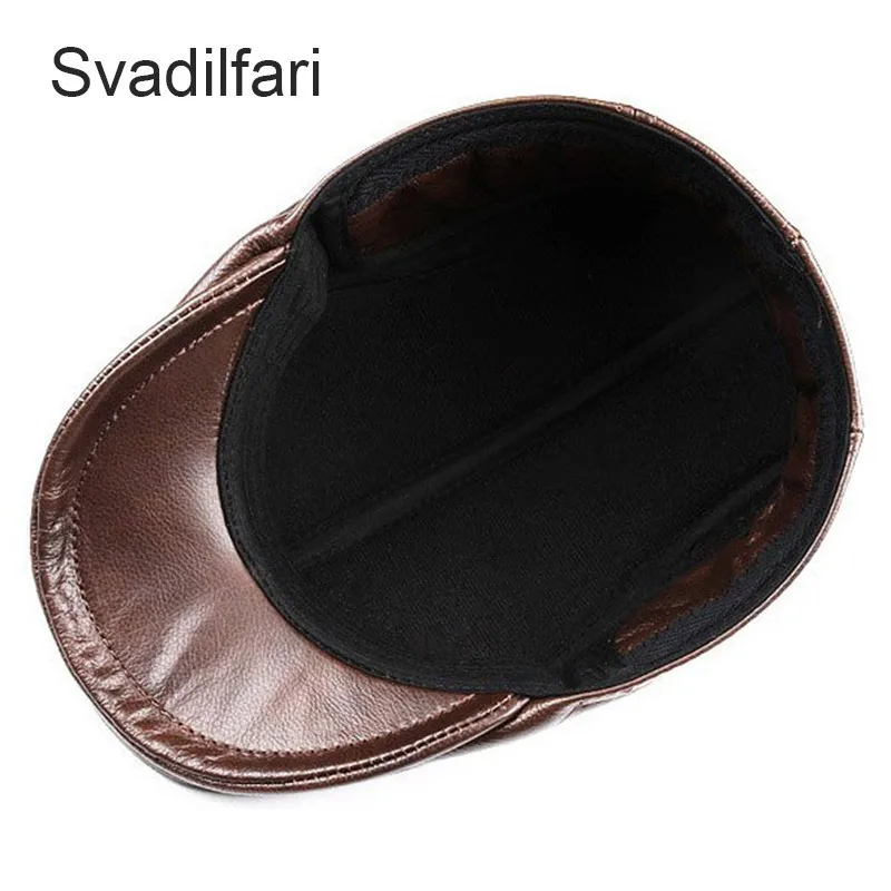 Svadilfari, классические береты, мужские теплые шапки из натуральной кожи, ветрозащитная шапка-Утконос, бордовые зимние Роскошные брендовые плоские шапки