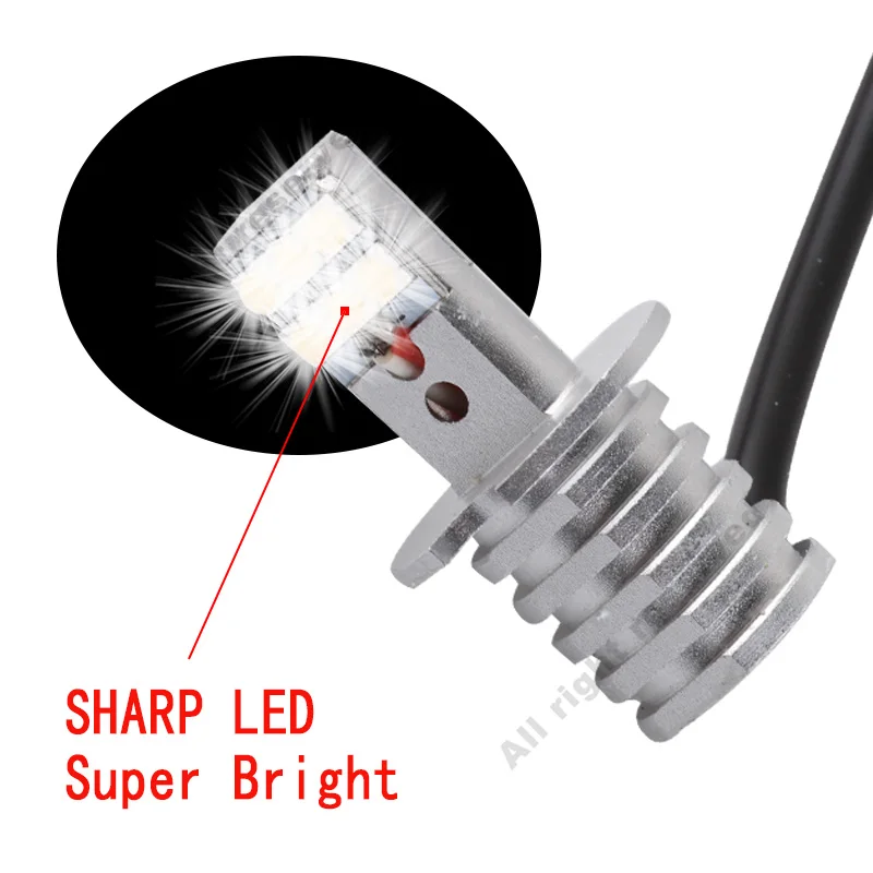 2 шт. H1 H3 светодиодные лампы с острым чипом белого цвета 12 SMD 750LM DRL дневные ходовые