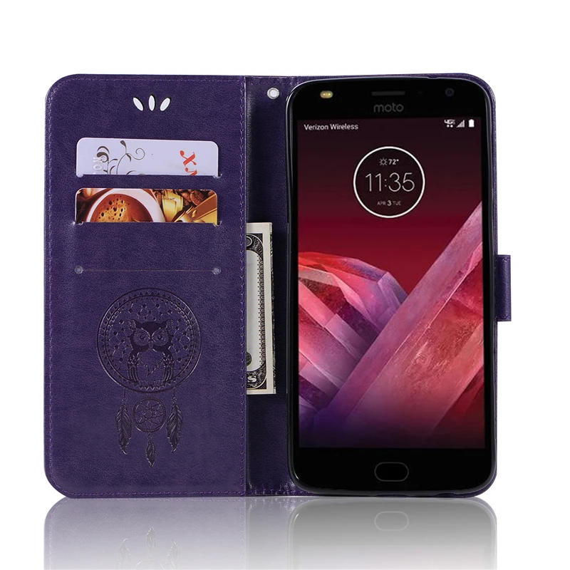 Coque Owl Wallet Cover For Motorola Moto Z Play Luxury Flip PU Leather+TPU Case XT1635 Phone Fundas | Мобильные телефоны и