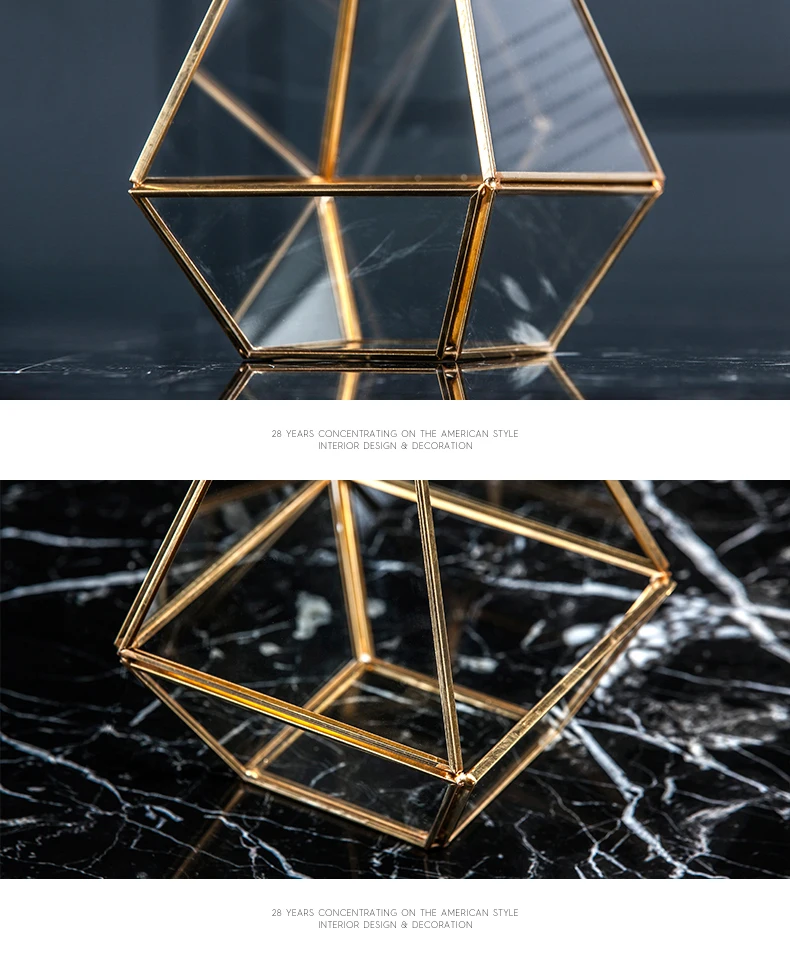 Геометрическая форма медная Рамка стеклянная коробка DIY кольцо с орнаментом держатели коробка Подарочная коробка Свадьба Помолвка День Рождения Декор поставки