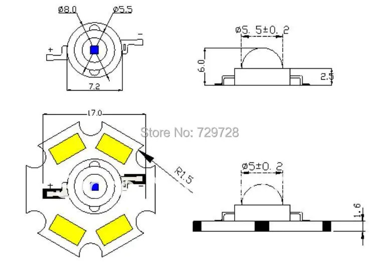 Epileds Чип 1 ватт синий свет для внутреннего освещения с PCB | Лампы и освещение