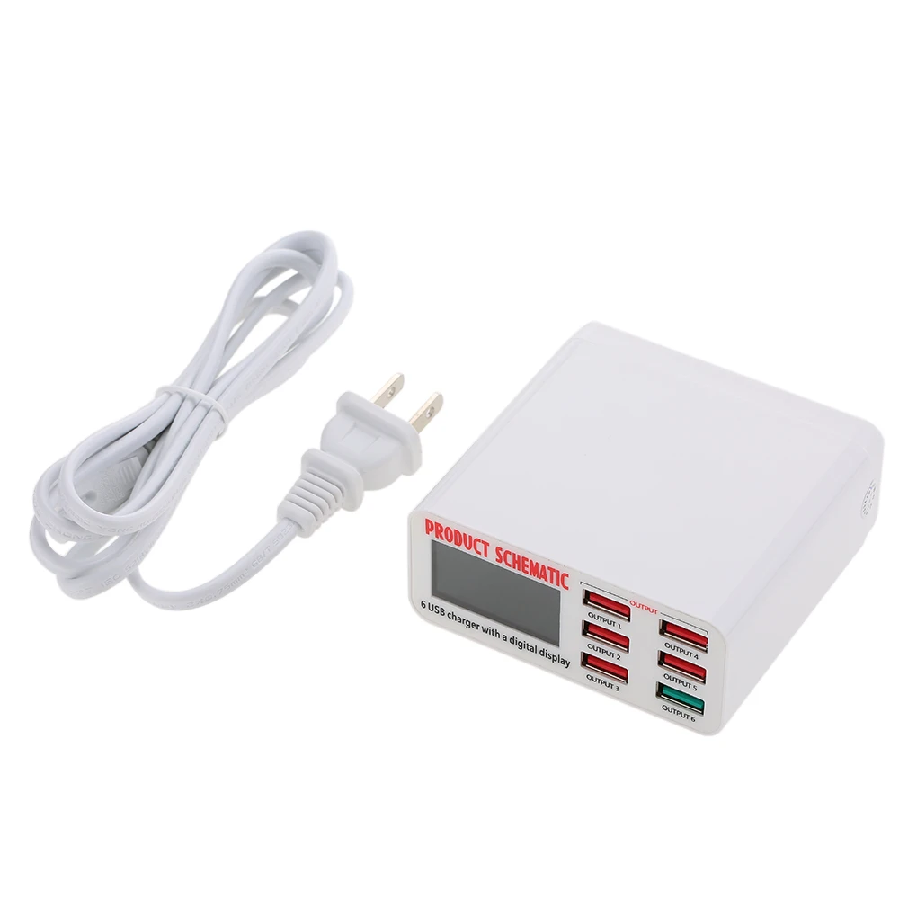 Зарядное устройство USB с Адаптер Hub Quick Charge 3 0 6-Порты и разъёмы 6A мульти Порты Wall