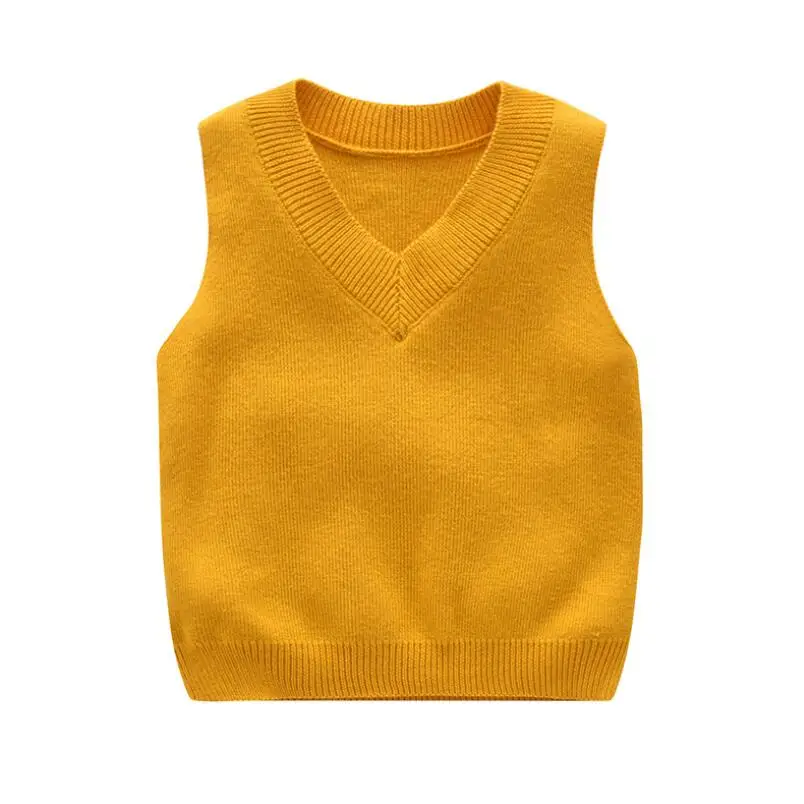 yellow Waistcoat Жилет для маленьких школьниц и мальчиков, жилет для мальчиков и девочек, детский пуловер, вязаное пальто, куртка, детская одежда, Свитера без рукавов - Цвет: yellow Waistcoat