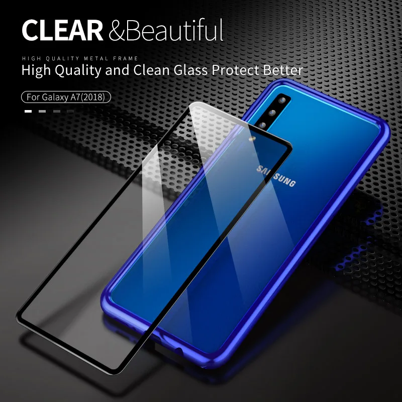 Алюминий металлическая крышка для samsung Galaxy A7 2018 случай моды Металл закаленное