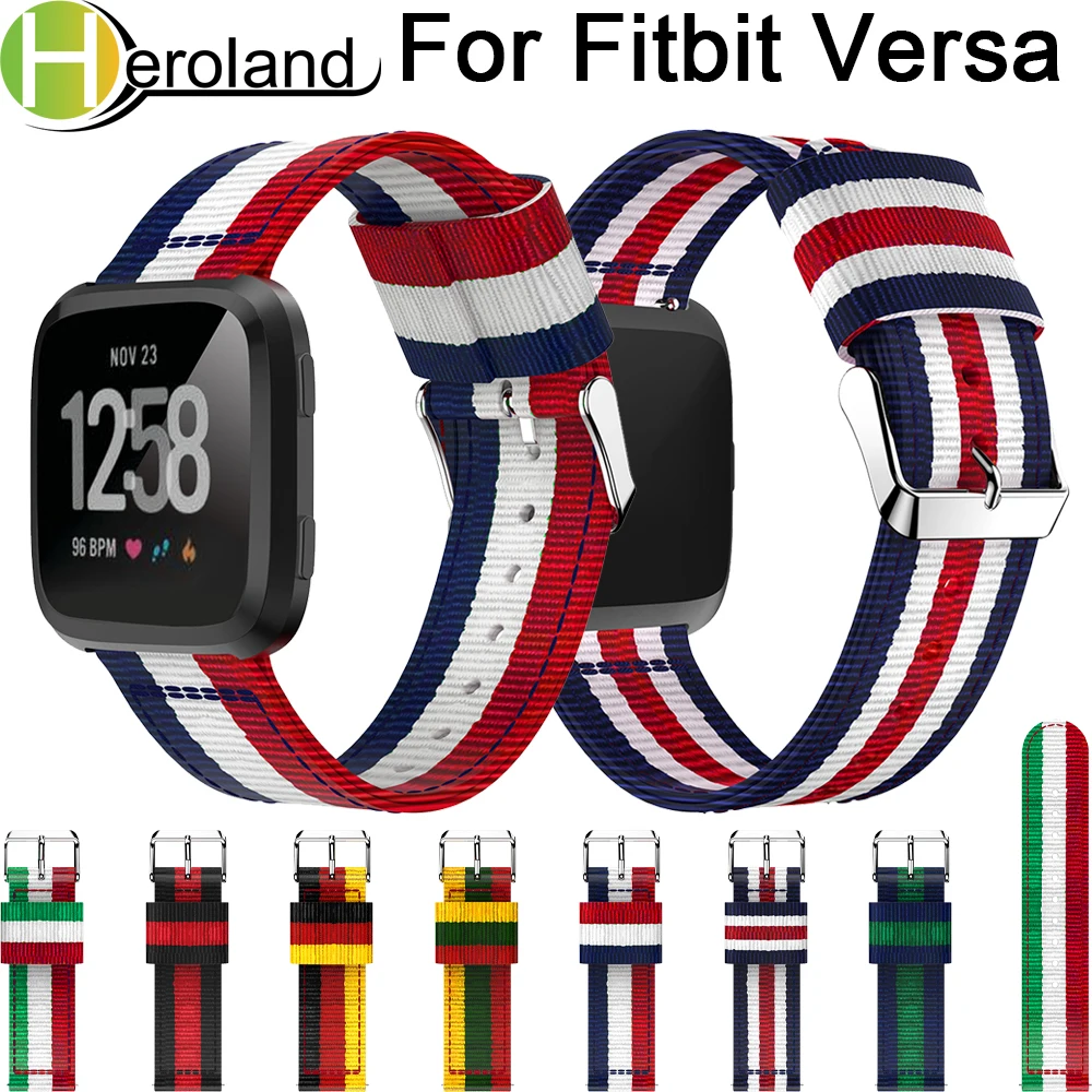 Ремешок нейлоновый для смарт часов Fitbit Versa сменный Браслет из денима наручных