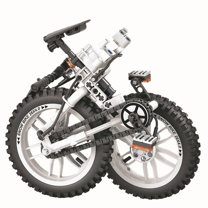 

White Folding Bicycle Building Block Brick Toy Compatible With Intelligent Gift Toy For Children