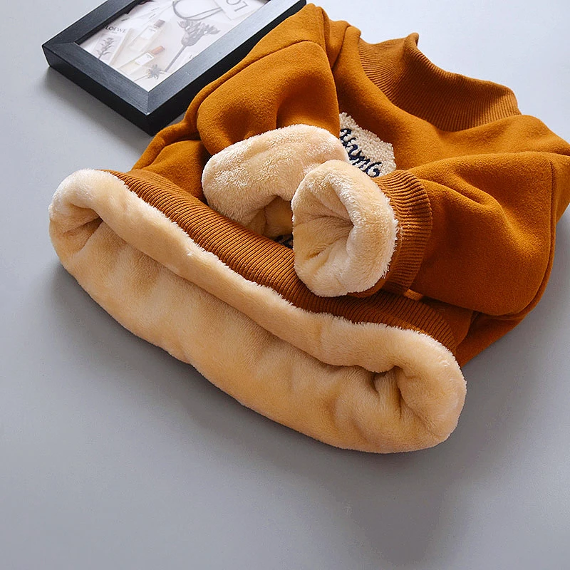 Свитер для мальчиков BibiCola с высоким горлом и капюшоном теплая зимняя одежда