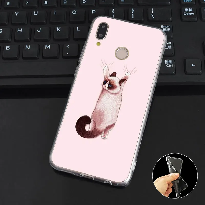 L177 Забавный Мягкий силиконовый чехол из ТПУ с кошкой для Huawei P8 P9 P10 P20 P30 Lite Pro P Smart