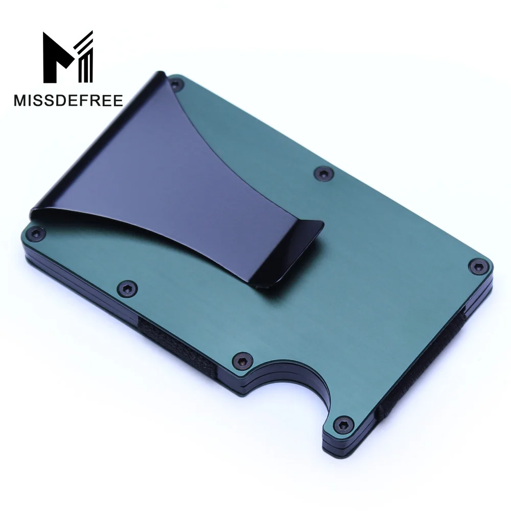 Металлический Мини тонкий кошелек RFID со съемным зажимом для денег брендовый