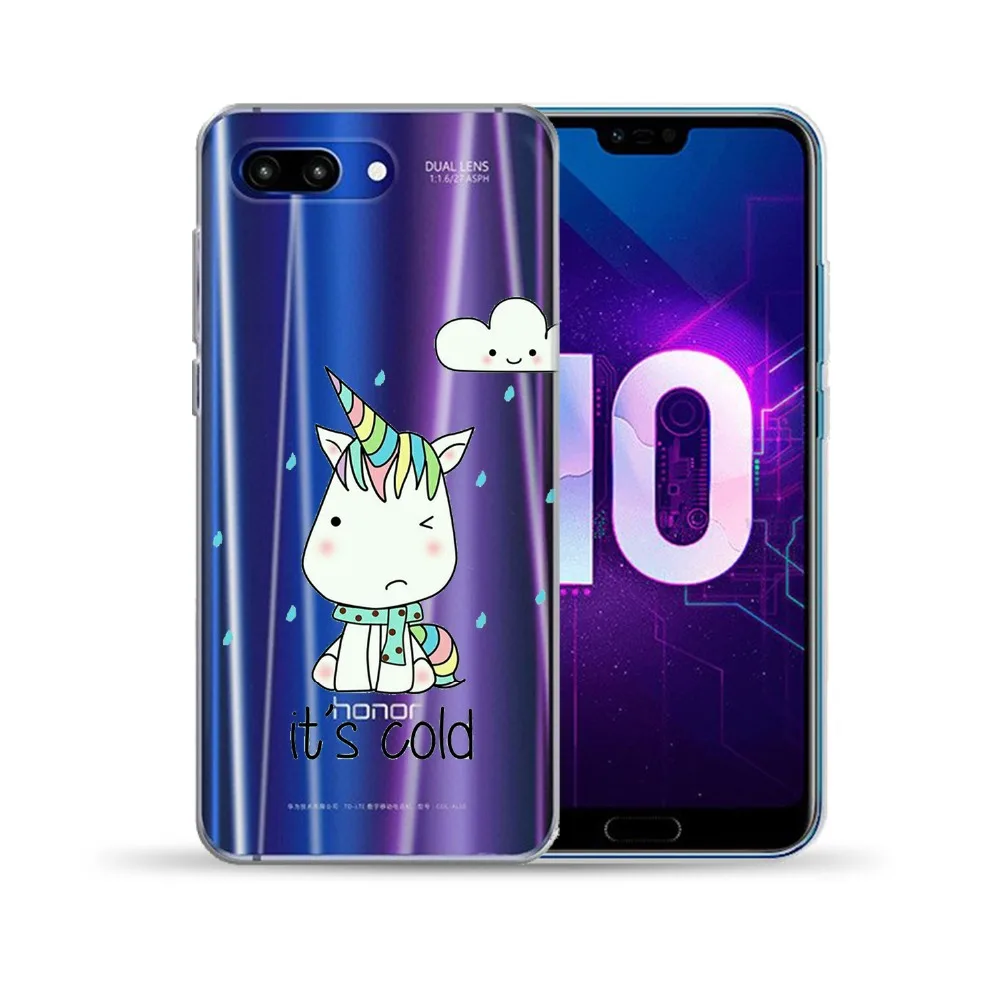 Мягкий ТПУ чехол с мультяшным единорогом для Huawei Honor 9 10 Lite 10i View 20 8X 8C 7A Y5 Y6 II Y3 Y7 2017 Y9