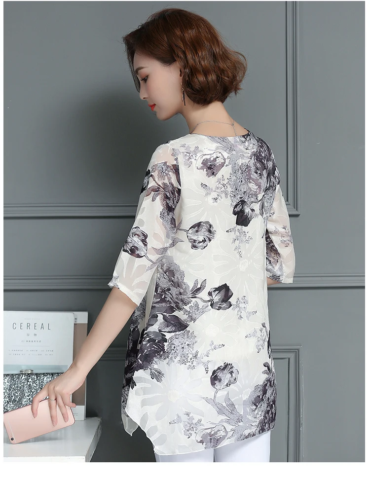 Женские топы с коротким рукавом feminina blusas женственная рубашка Плюс размер шифоновая блуза с вышивкой рубашка Лето повседневные свободные 137 H
