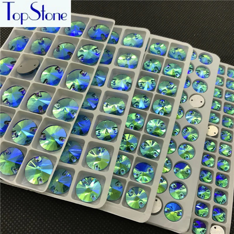 Все размеры Аквамарин AB Rivoli пришивные камни с плоской задней частью круглые