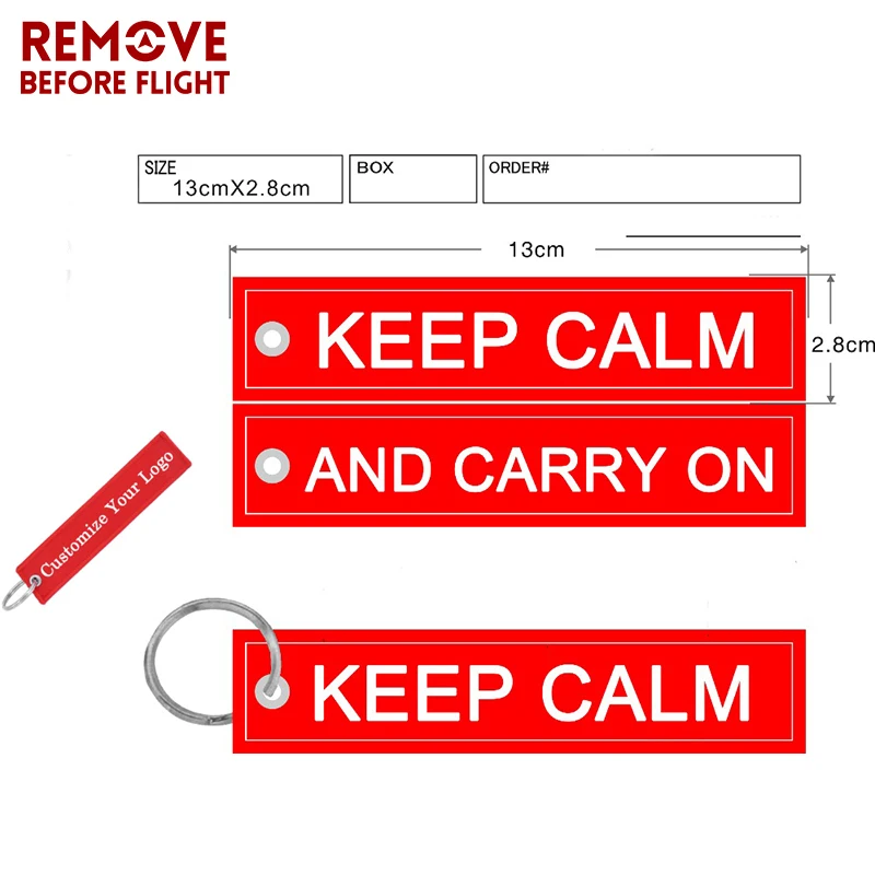 100 PCS Fashion Jewelry OEM Key Ring Keychain Llaveros Safety Label Embroidery Customize Key Rings Chain for Aviation Gifts