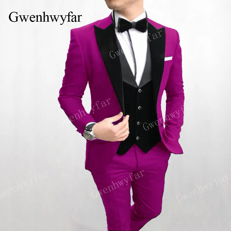 rose red Gwenhwyfar, костюм Homme, Голубое озеро, официальные свадебные костюмы для мужчин, на заказ, мужские костюмы, Ternos Masculino, приталенный смокинг, 3 предмета - Цвет: rose red