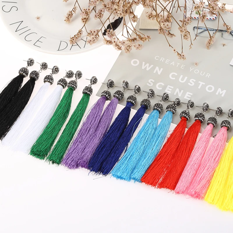 Новые длинные серьги с кисточками в богемном стиле ручной работы модные