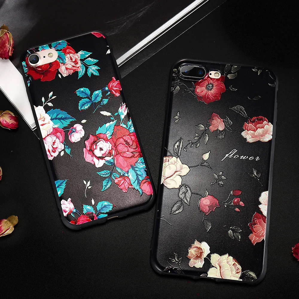 FLOVEME для iPhone 6 6s 7 8 plus Мягкий силиконовый чехол X XS MAX XR 3D Рельефный цветочный 5S SE