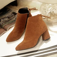 2019 new arrived autumn winter short boots fashion sharp pointed high heels womens pumps martin girl shoes color black red