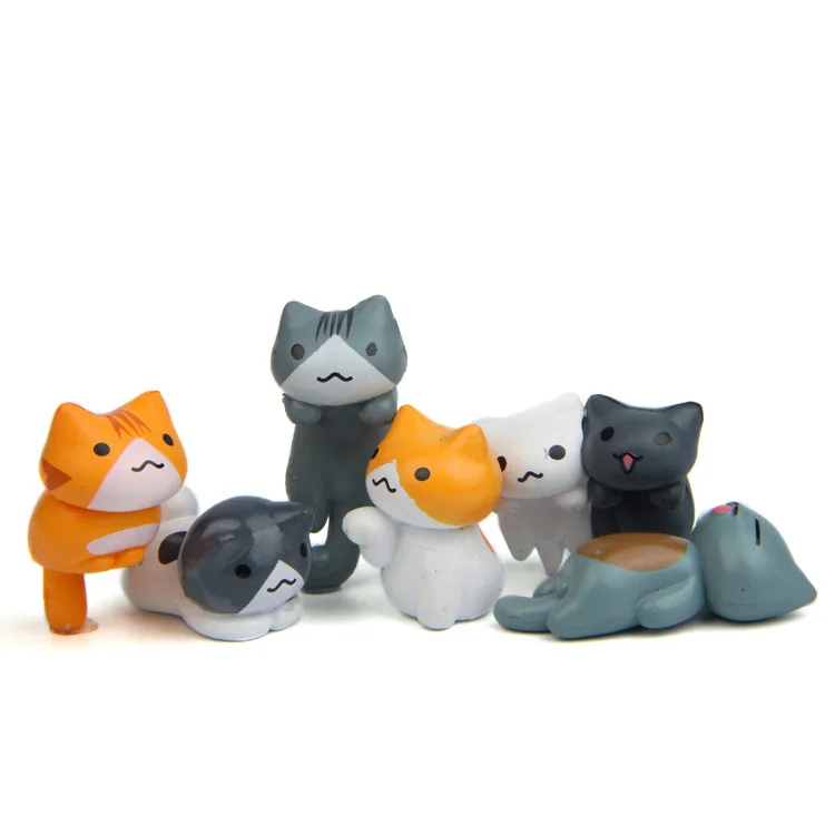6 шт./компл. милая кошка фигурка игрушка мультяшное животное мини Kawaii кукла