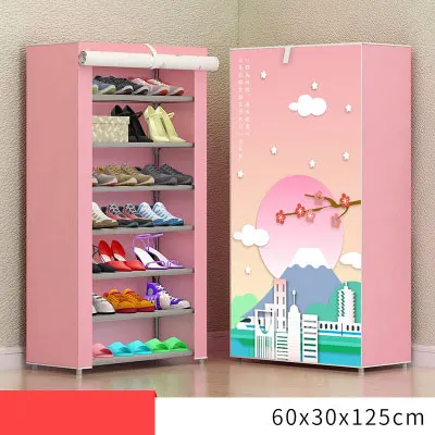 pink 8 layer 8 Слои 10 Слои Комбинации обувной шкаф простой ткани для хранения обуви стойки складной пыленепроницаемый обувные полки DIY мебель - Цвет: pink 8 layer