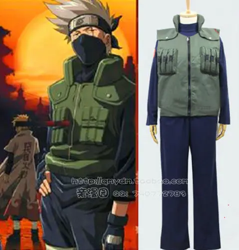 Новый SP1005 Наруто Ниндзя Хатаке Какаши Косплей Топы + Брюки Жилет Костюм V001 |