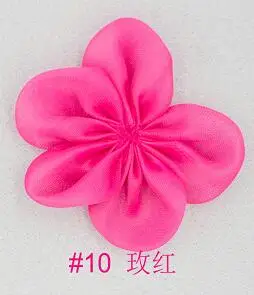 Hot pink Набор из 50 шт. оранжевые пять лепестков Свадебные цветы Шелковые Цветы из органзы белый, бежевый, синий, красный, темно-синий, Аква и розовый(16 цветов - Цвет: Hot pink