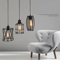 modern minimalist industrial vintage black painted wrought iron cage metal pendant lights with e27 edison for living room