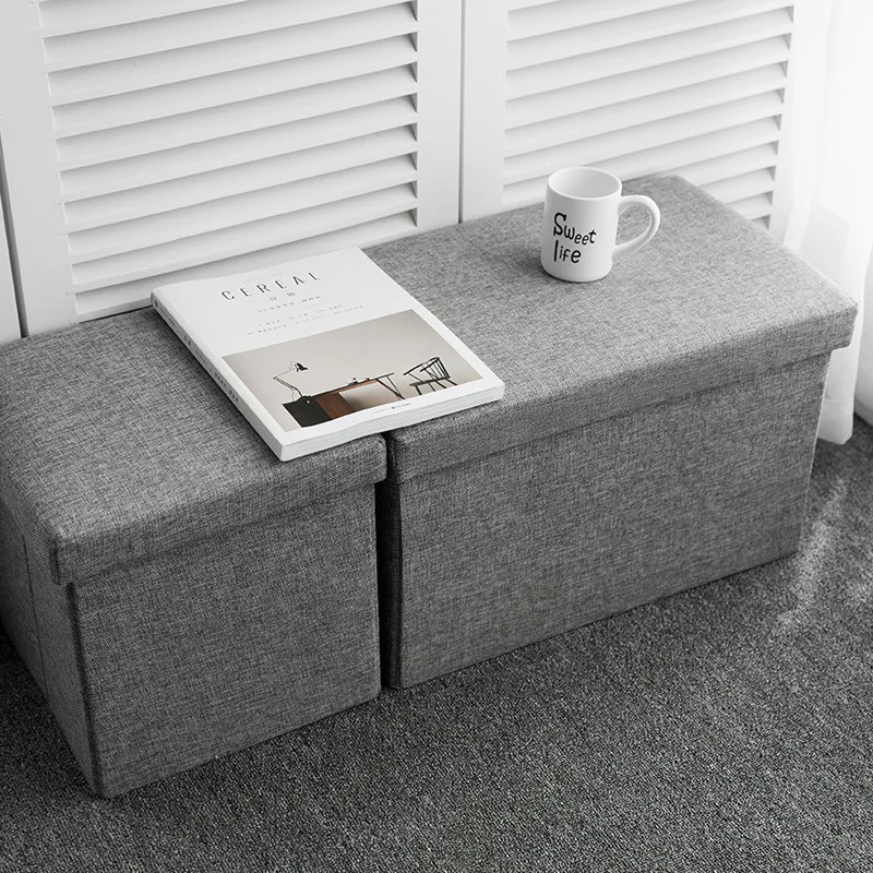 Сиденье сильная грузоподъемность Pouffe ящик для хранения кубической формы льняной домашний офис многофункциональный складной стул