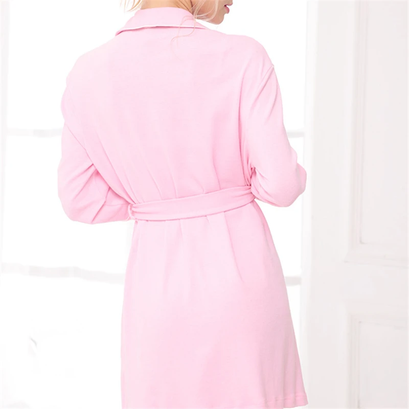 Ночные рубашки для девочек из хлопчатобумажной ткани однотонный кимоно халат