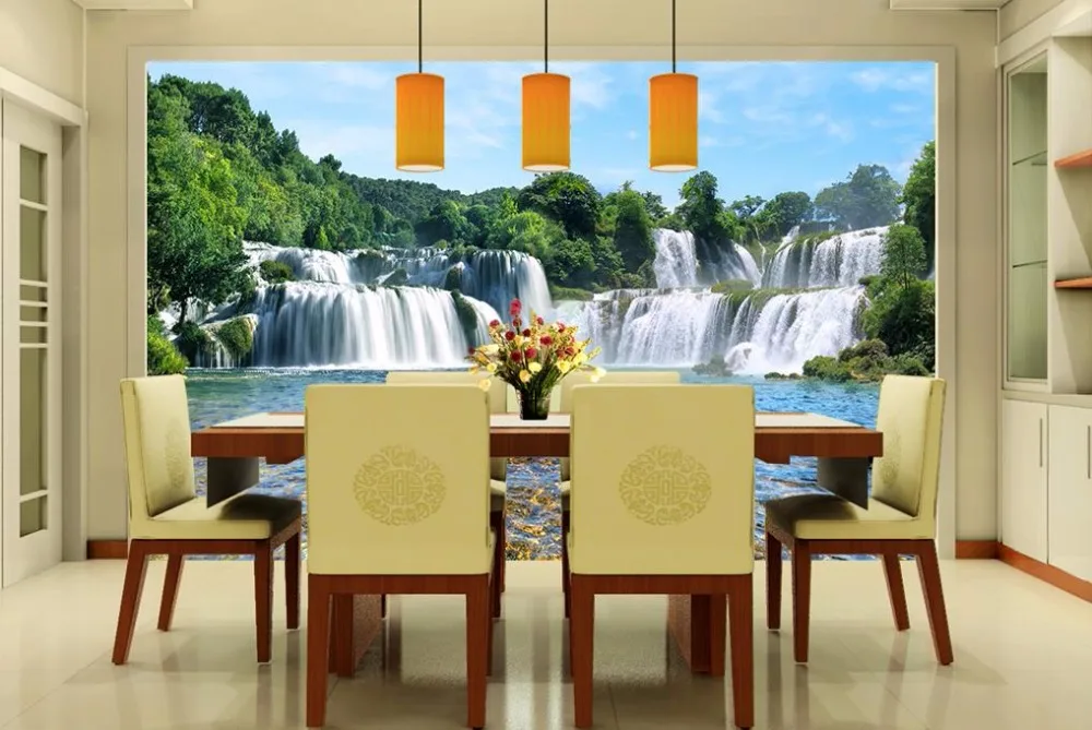 Китайские большие 3D обои фрески водопад пейзаж для гостиной современный отель