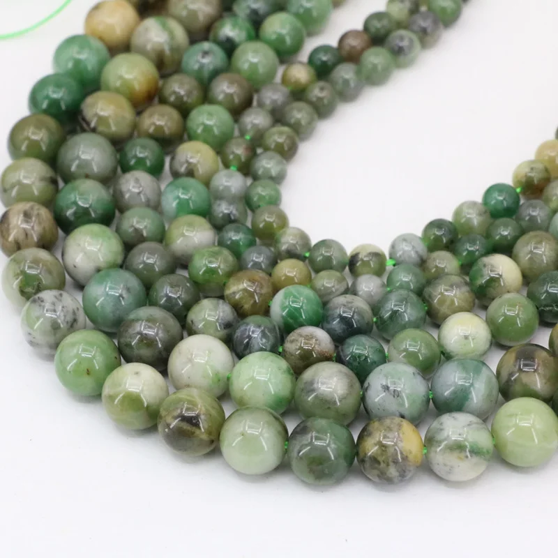New green 6mm 8mm 10mm round natural Africa stone jades loose beads jaspers for jewelry making findings accessories 15&quot B3472 |
