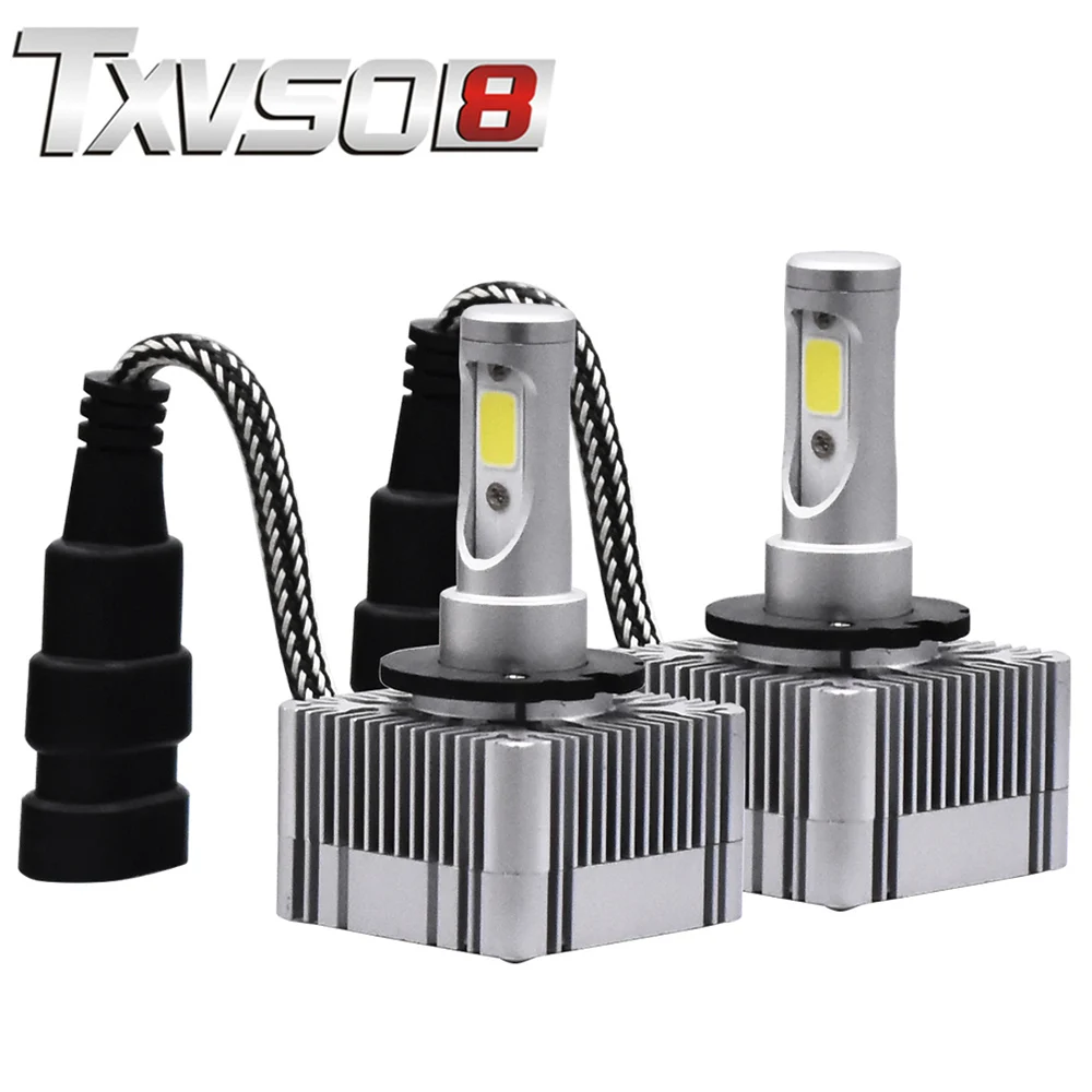 TXVSO8 D1S/D3S светодиодные фары комплект COB чипы 6000K 55W bombillas H7 H4 H11 9006 9005 led авто